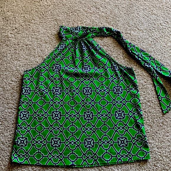 NWOT- Vibrant Tie Neck Blouse - Picture 2 of 7